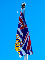 bc flag and lunar Vancouver, British Columbia, Canada, North America