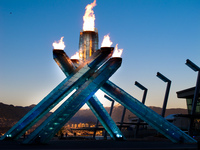 view--olympic torch Vancouver, British Columbia, Canada, North America