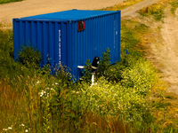 blue container Abbotsford, British Columbia, Canada, North America