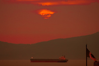 view--sunset tanker Abbotsford, British Columbia, Canada, North America