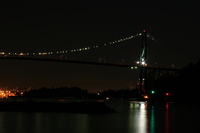 lion gate bridge at night 