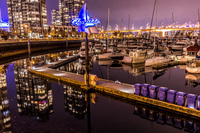 cambie yatcht club at night Central,  Vancouver,  British Columbia,  Canada, North America