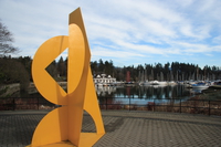 view--yellow sculpture in front of coal harbour 