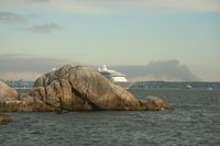 cruise ship near lighthouse park 