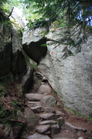steps through the rocks 