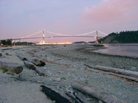 lion gate bridge at sunset 