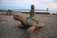 girl on sea turtle 