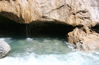 glacier water dripping from cave 