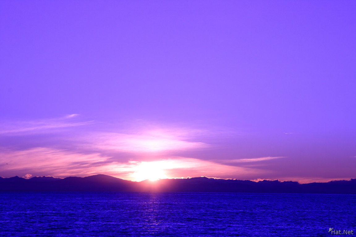 sunset with purple sky